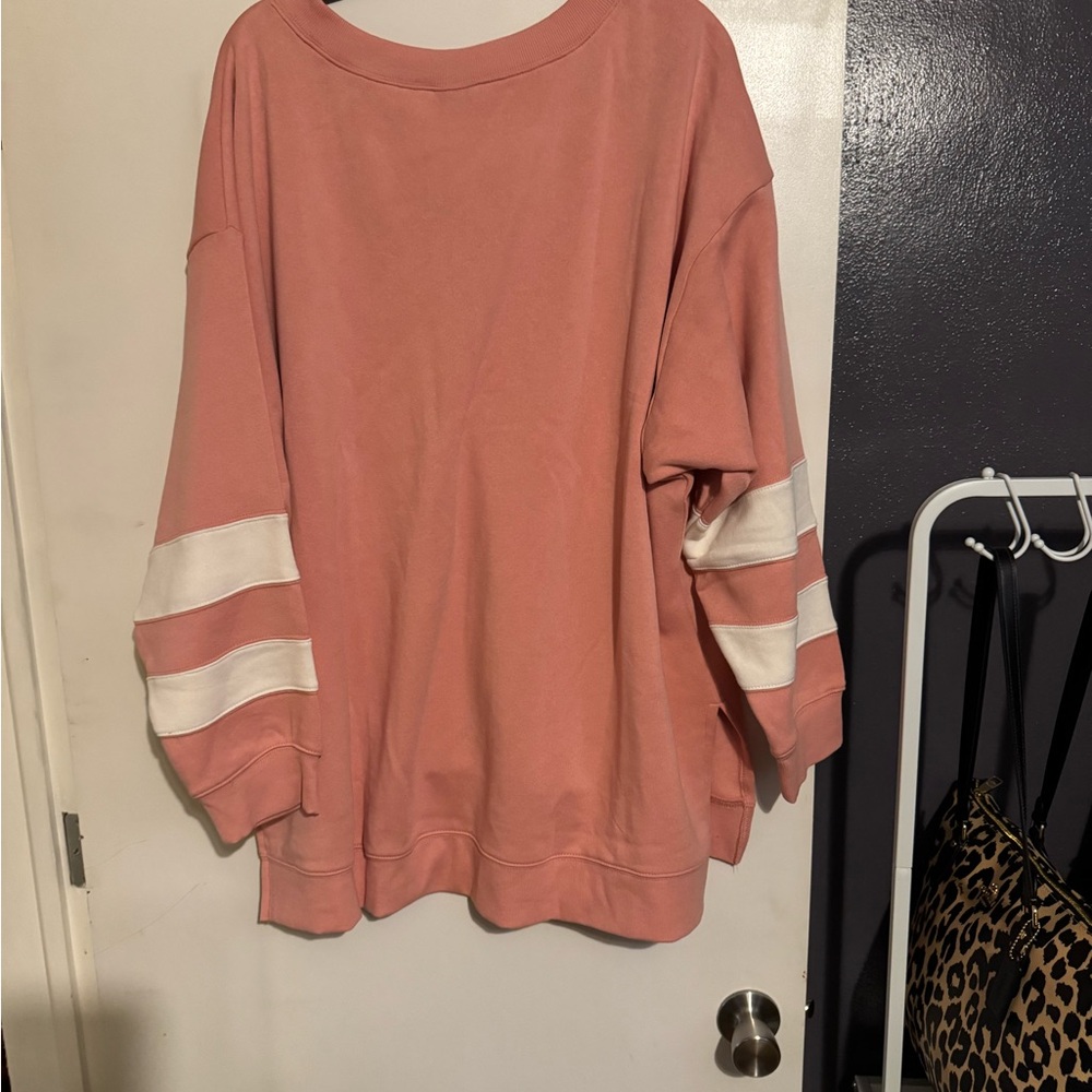 NWT Torrid Blush Oversized V-Neck Sweatshirt, Perfect for Leggings! - Picture 11 of 11